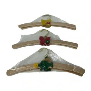 KIDS WOODEN HANGERS HANDMADE HAND PAINTED SET OF SIX TOXIC FREE